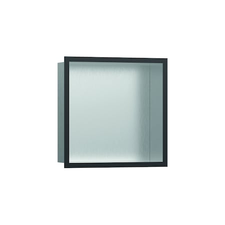 Hansgrohe Individual Wall Niche Brushed Stainless Steel w/ Design Frame 12"x 12"x 4" in Brushed Black Chrome 56097340