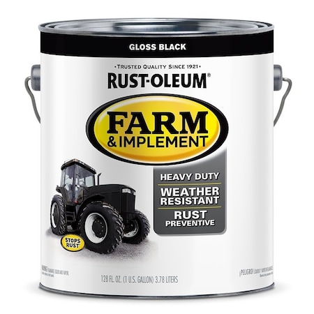Specialty Farm Equipment Paint, Oil Base, Gloss Sheen, Gloss Black, 1 gal, 520 sq-ft/gal Coverage Area 280165