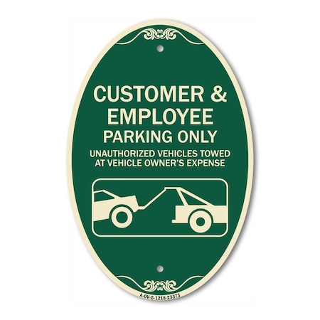 Signmission Parking Restriction Sign Customer and Employe, 12 In X 18 In Architectural, Heavy Gauge Aluminum A-OV-G-1218-23373