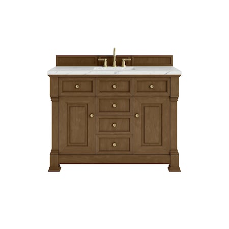 James Martin Vanities Brookfield 48 in. Single Vanity, Honey Oak w/ 3 CM Ethereal Noctis Silestone Top 547-V48-HNO-3ENC