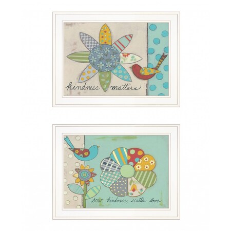 Homeroots Set Of Two Kindness 1 White Framed Print Wall Art, 2PK 407909
