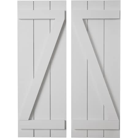 Ekena Millwork Rustic Three Board Joined Board-n-Batten Smooth Faux Wood Shutters w/Z-Board, 16 1/2W x 36H, PR SHUBJZ16X36SMPR