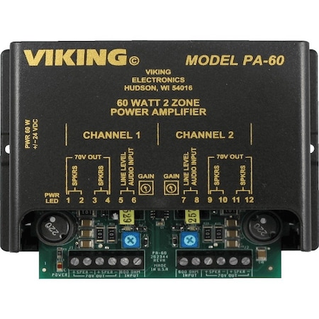 Viking Electronics 60 Watt Two Zone Amplifier PA-60