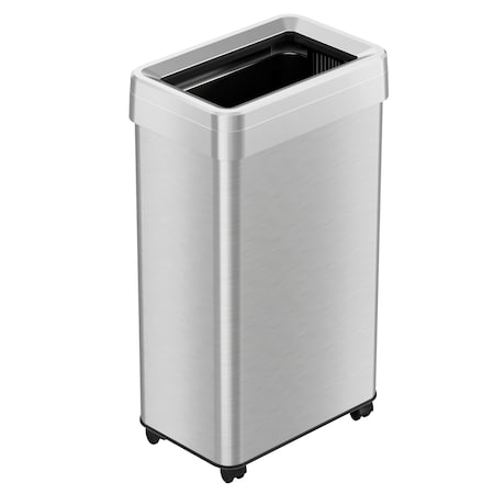 Hls Commercial 18 gal Rectangular Indoor Metal Can, Silver, Open Top, Stainless Steel, 10.4 in HLS18UOTM