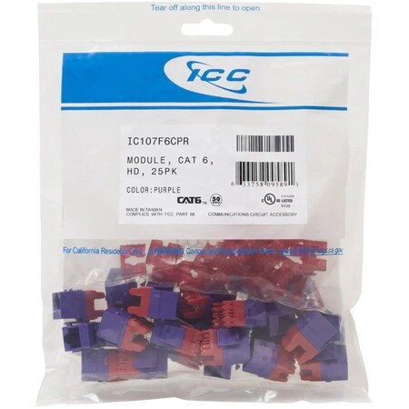 Icc MODULE, CAT 6, HD, 25PK, PURPLE IC107F6CPR