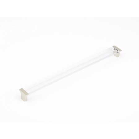 Schaub 12-5/8in Center to Center Positano Clear Cabinet Pull Satin Nickel Finish 318-15-CL
