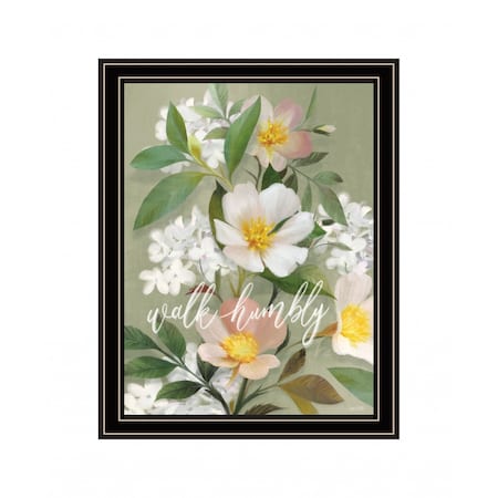 Homeroots Walk Humbly Floral 1 Black Framed Print Wall Art 416137