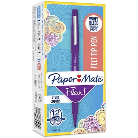 Paper Mate Porous Point Felt Tip Pen, Medium Purple PK12 8450152