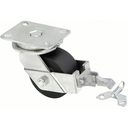 Zoro Select Plate Caster, 3500 lb. Load, Black Wheel P29S-NMB060K-18-WK-DL