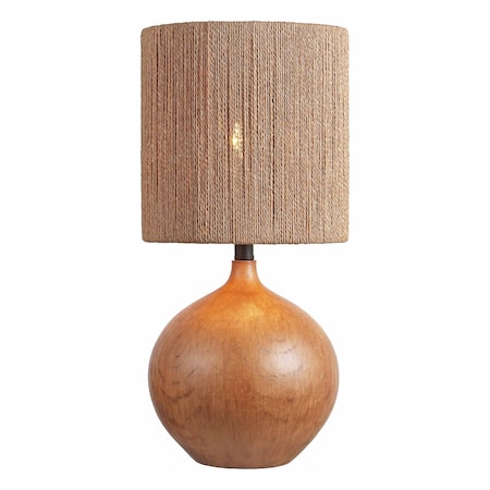 Jonathan Y Abram 22.75" Rustic Bohemian Resin/Metal Round Table Lamp with Paper Rope Shade, Brown Finish JYL9203A