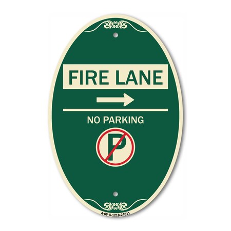 Signmission Fire Lane - No Parking With No Parking Symbo, 12 In X 18 In Architectural, Heavy Gauge Aluminum A-OV-G-1218-24011