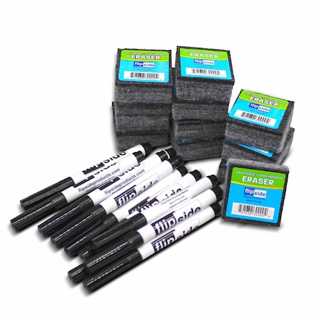 Flipside Class Pack of 12 Student Erasers and Markers 19793