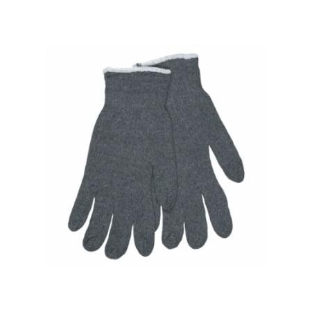 Mcr Safety Multipurpose String Knit Gloves, Large, Knit Wrist, Regular Weight, Gray 127-9637LM