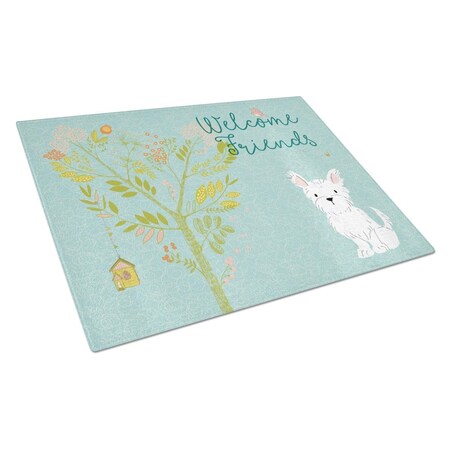 Carolines Treasures Welcome Friends Westie Glass Cutting Board, Large BB7640LCB