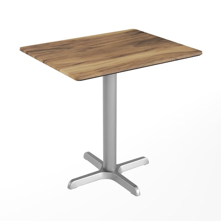 Flash Furniture Commercial All-Weather 24x30 Natural HPL Tabletop with Silver X Base ST-REC2430-NAT-T2222S-GG