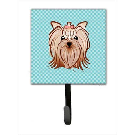 Carolines Treasures Checkerboard Blue Yorkie Yorkishire Terrier Leash Or Key Holder BB1142SH4