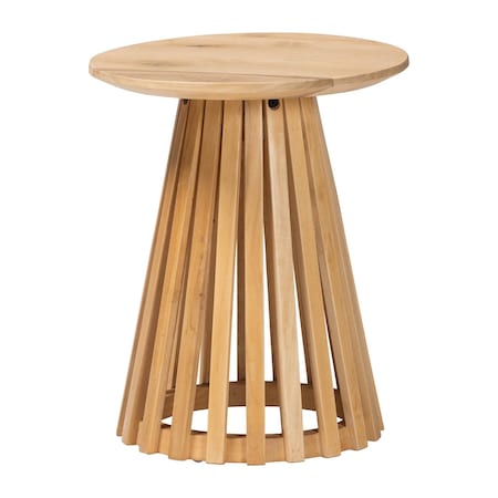 Bali & Pari Caribic Modern Slatted Acacia Wood End Table 254-13768-ZORO