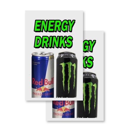 Signmission Energy Drinks, Vinyl Decals Only 24 Inch x 36 Inch, Vinyl Decal, 2PK DSB-2436-2PACK-Energy Drinks