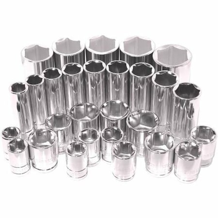 K-Tool International 1/2 in Drive, 21mm Metric Socket, 6 Points, 1/2 in. Dr, 21mm Hex KTI-28121