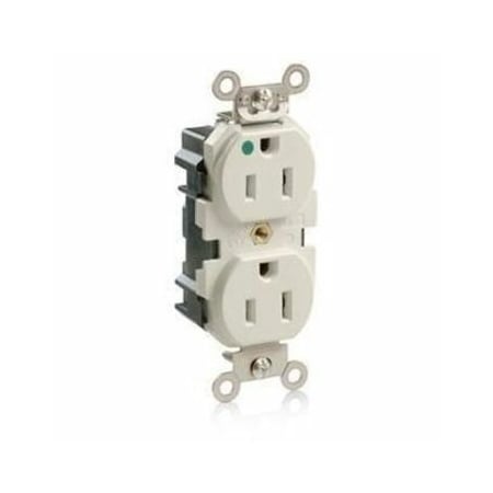 Leviton Straight Blade Receptacle, 5-15R, 15 A, 125V AC, Surface Mount, Self-Grounded M8200-SGT