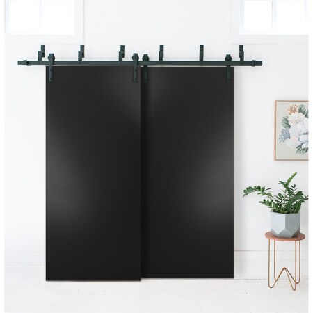 Sartodoors Sliding Closet Barn Bypass Doors with Hardware, Planum 0010 Matte Black, Sturdy 6.6ft Rails Hardwar PLANUM0010BBB-BLK-36