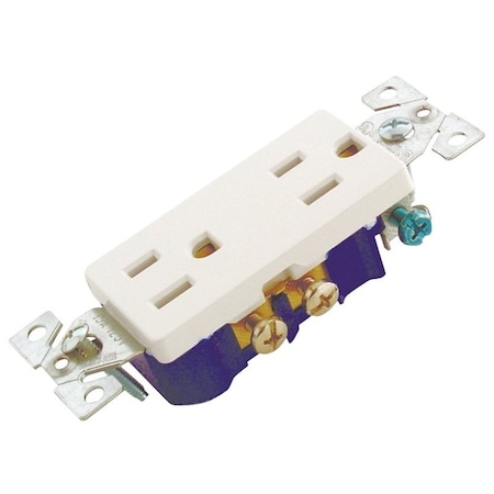 Eaton Wiring Devices Straight Blade Receptacle, 5-15R, 15 A, 125V AC, 2 Pole, 3 Wire, Flush Mount, Grounded 1107W-BOX