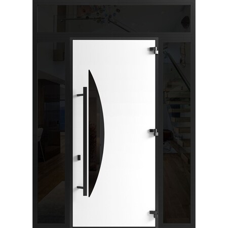 Vdomdoors Front Exterior Prehung Steel Door Ronex1077 Teak 96 2 Sidelight and Transom Window Sidelite Entry RONEX1077EXD-OAK-W16+36+16xH96+16-LH-I