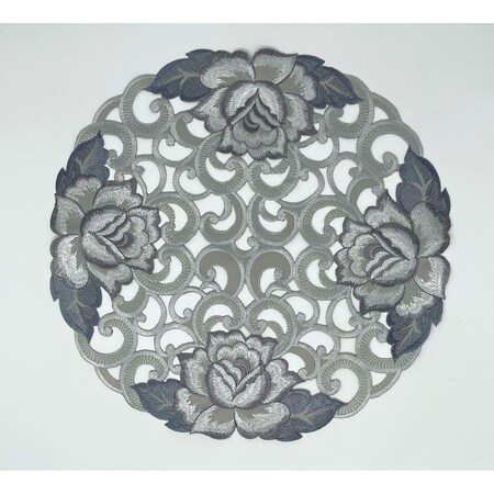 Sinobrite 24 in. Gunmetal Cutout Rose Doily H9224-024