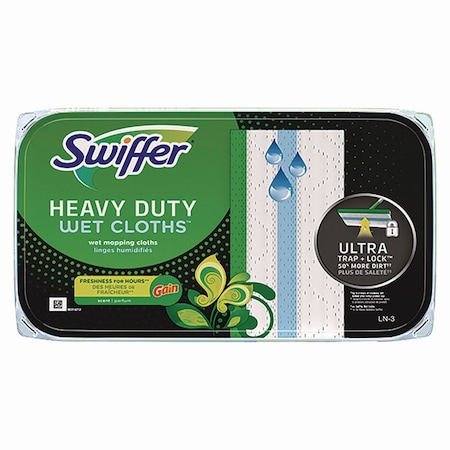 Swiffer Heavy-Duty Wet Refill Cloths, 8 x 10, Gain Original Scent, White, 10 Cloths 76471