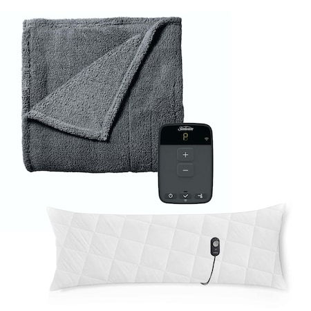 Sunbeam Full Size Heated Blanket with WiFi and Heated Body Pillow HEATEDBLANKETANDPILLOW