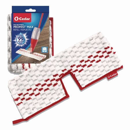 O-Cedar ProMist MAX Refill, Microfiber, Custom Size for ProMist Mop System, Red/White/Gray, 4PK 173579CT