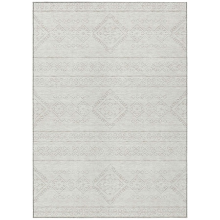 Homeroots 9' X 12' Ivory And Silver Southwestern Washable Indoor Outdoor Area Rug 593694