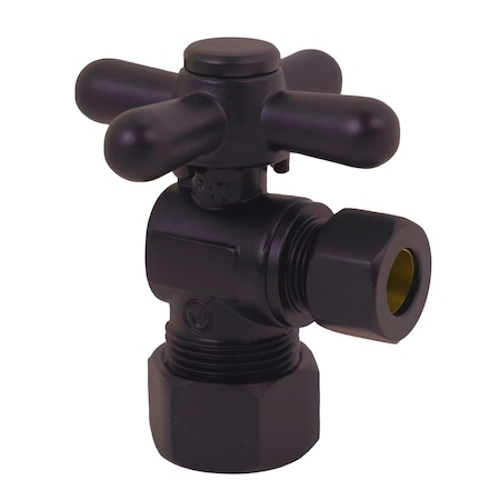 Westbrass Angle Stop, 5/8" OD x 3/8" OD, 1/4-Turn Cross Handle in Oil Rubbed Bronze D105BX-12