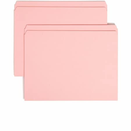 Smead Pressboard Folder, Straight Cut, Pink, PK100 12610