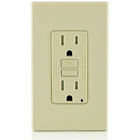 Leviton GFIRcptcl, 15A, 125VAC, Ivory, Polycarbonate GFTR1-I