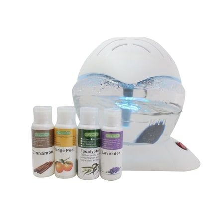 Ecogecko 30 ml Wheel Air Cleaner Humidifier & Revitalizer with 12 LED 7 Color Lights, White EC379296