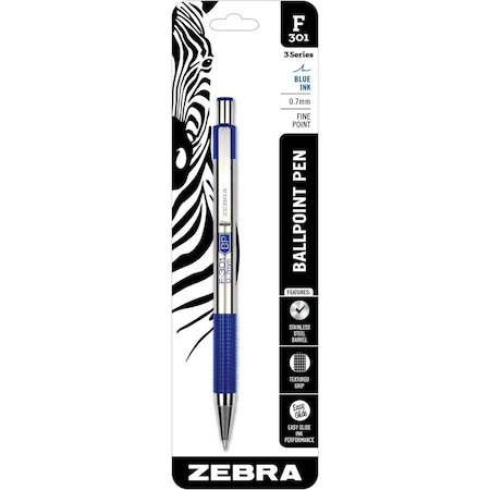Zebra Pen Retractable Ballpoint Pen, Fine 0.7 mm, Blue 27121
