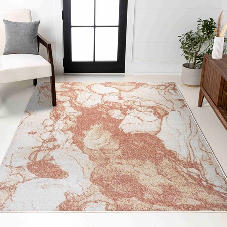 Jonathan Y Marmo Abstract Marbled Modern Orange/Cream 3 ft. x 5 ft. Area Rug CTP201A-3
