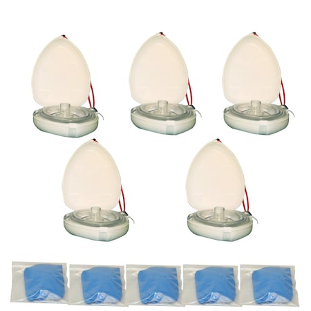 First Voice CPR Mask w/ 02 Inlet & 1-Way Replaceable Valve CPRB02-Clam-5G