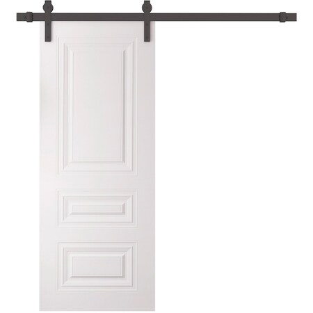 Sartodoors Barn Door 18 x 80 inches, BASIC 9233 White, 6.6FT Rail Track Heavy Hardware Set, Solid Panel Inte BASIC9233BD-B-SKIN-18