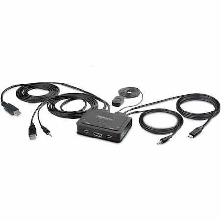 Startech.Com 2-PORT HYBRID USB-C HDMI CABLE KVM SWITCH, 4K 60HZ, COMPACT KVM WITH 6FT/1.8M C2-H46-UAC-CBL-KVM