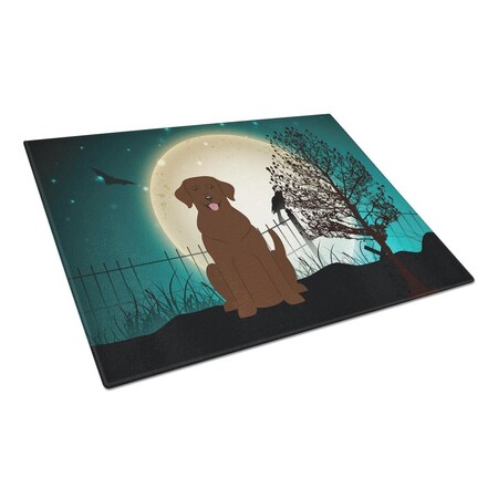 Carolines Treasures Halloween Scary Chocolate Labrador Glass Cutting Board, Large BB2246LCB