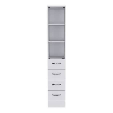 Homeroots White Bathroom Storage Cabinet with Glass Door and Sliding Drawers 473310