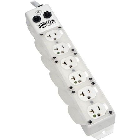 Tripp Lite Outlet Strip, Hospital Grade, 6 5-20R-HG, 5-20P-HG, 25 ft., White PS625HG20AOEM