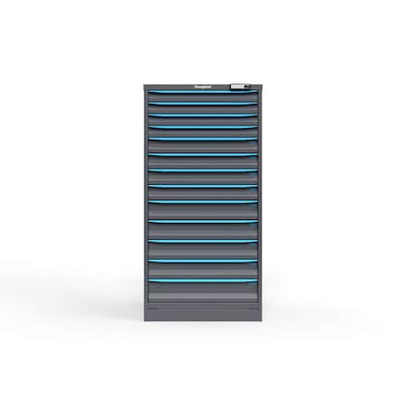 Strong Hold 13 drawer cabinet - (4x 2ft, 4x 3ft, 4x 4ft, 1x 5ft) - Blue accents - Electronic Lock S3060-PPRAS-1301FS
