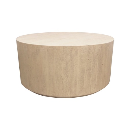 Homeroots 36" Natural Solid Wood Round Distressed Coffee Table 569551