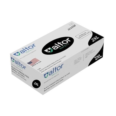 Altor Safety Disp Gloves, 6ml, BLK, 2XL, PK50 30165B