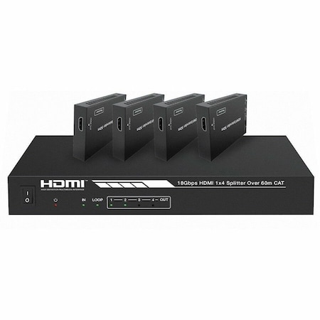 Monoprice Blackbird 4K HDMI 2.0 1x4 Splitter Extender, 18Gbps HDR 4K at 60Hz YCbCr 4:4:4 HDCP 2.2 Cat6/6a/7 42271