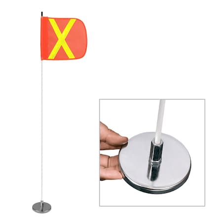 Safetywhips Warning Whip Light Duty Whip with Flag, White Whip, Orange Flag, Yellow Reflective X, 60 Length LWM05-SXY