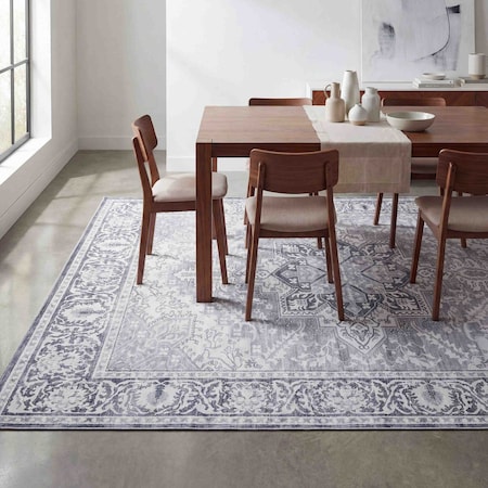 Jonathan Y Eleanor Vintage Medallion Border Non-Slip Machine-Washable Ivory/Gray 4 ft. x 6 ft. Area Rug VOR100H-4